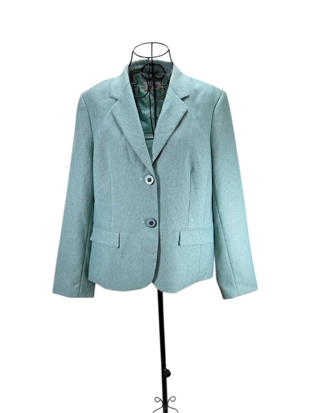 Le Suit Mint Green Women's Two-Button Blazer